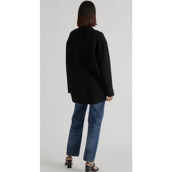 Quince Eco-knit Milano Stitch Oversized Shirt Jacket Black Size M - Picture 3 of 5